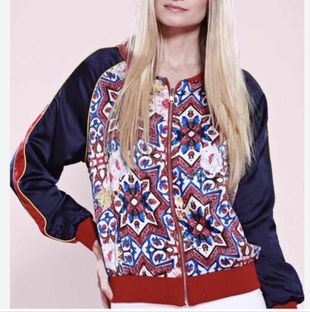 Dolce Cabo | Zip-Up Bomber Jacket | Multicolor Print | Size M | NWT | MSRP $98 - Picture 3 of 6